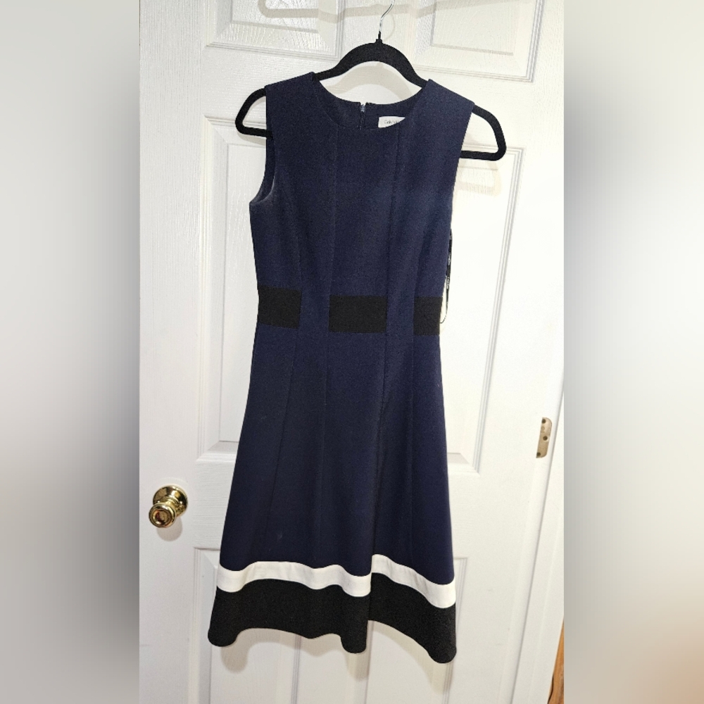 Vintage Calvin Klein Navy Blue Fit & Flare Tank Dress - Size 0